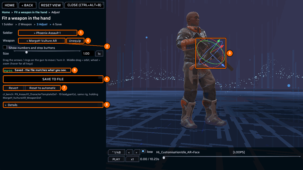 The Fit a weapon screen