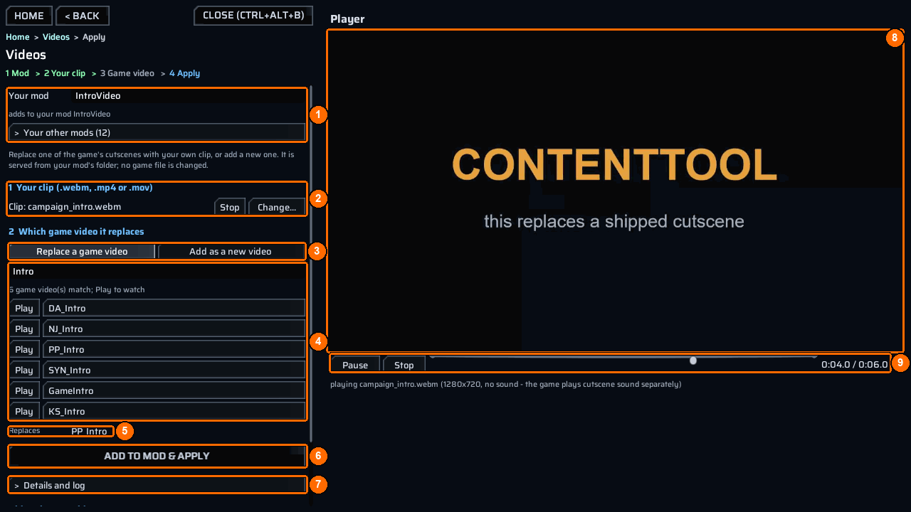 The Videos screen